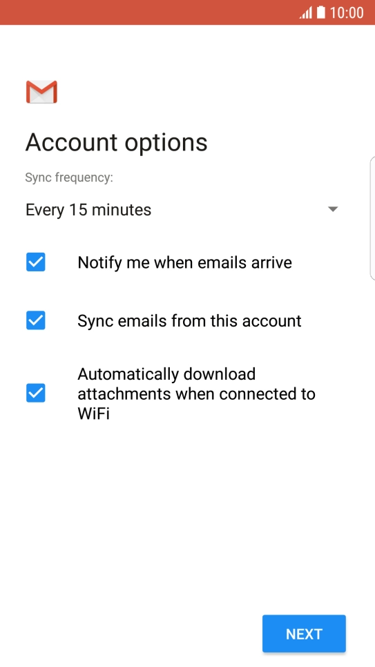 If this screen is displayed, you email account has been recognised and set up automatically. Follow the instructions on the screen to key in more information and finish setting up your phone.