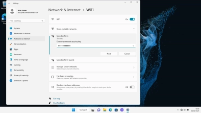 Key in the password for the Wi-Fi network and click Next.