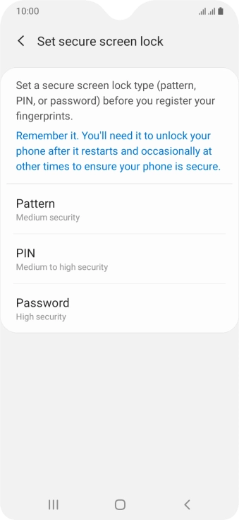 Press the required phone lock code and follow the instructions on the screen to create an additional phone lock code.