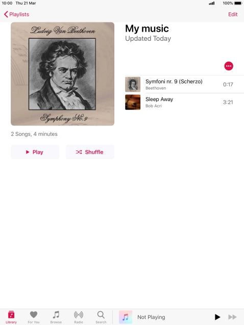 Go to the required category or playlist and press the required audio file.