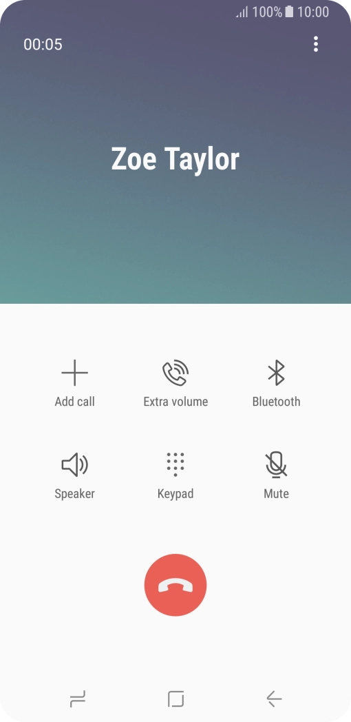 Press the end call icon.