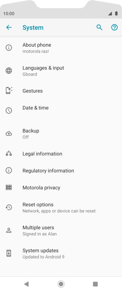Press System updates. If a new software version is available, it's displayed. Follow the instructions on the screen to update the phone software.
