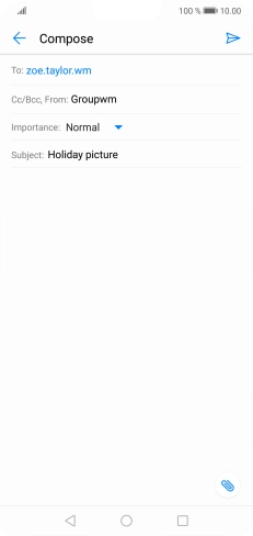 Press the text input field and write the text for your email.