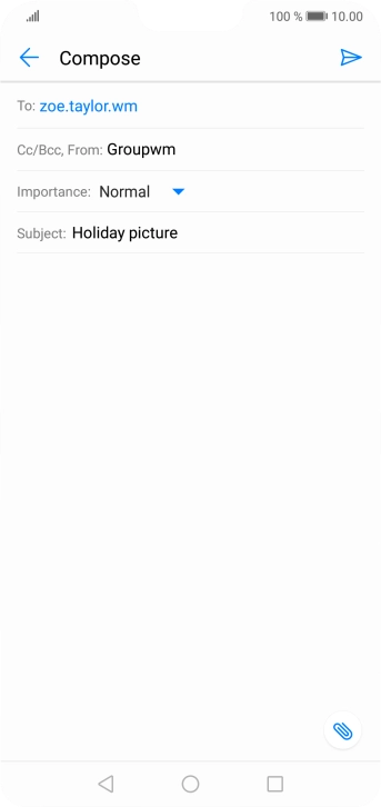 Press the text input field and write the text for your email.