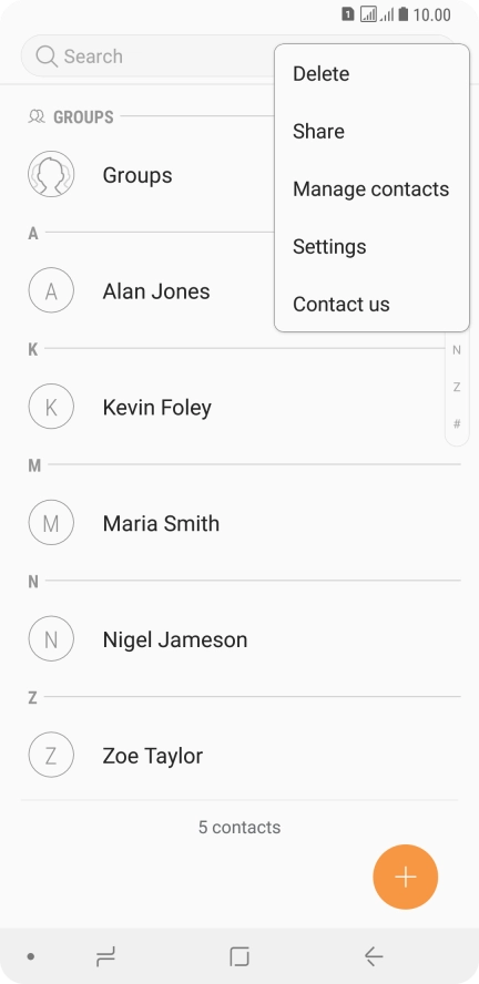 Press Manage contacts.