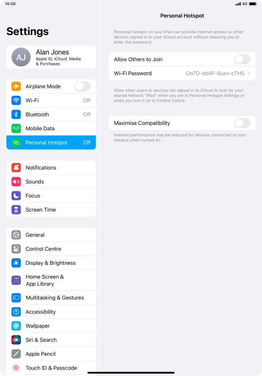 Press Wi-Fi Password and key in the required password.
