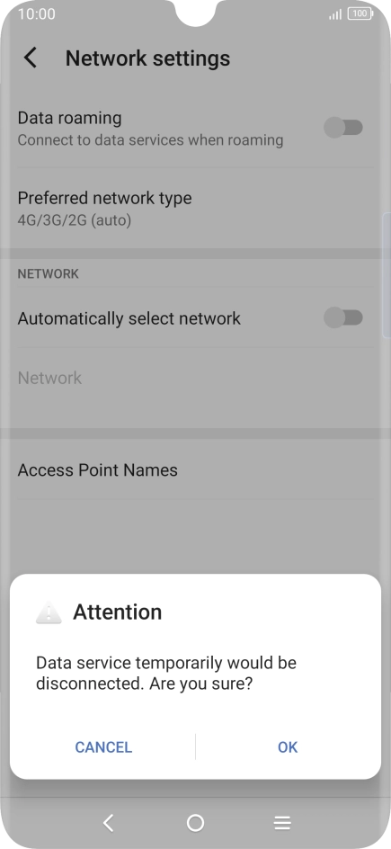 Press OK to turn off the function and wait while your phone searches for networks.