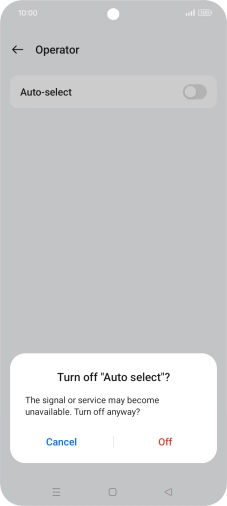 Press Off to turn off the function and wait while your phone searches for networks.