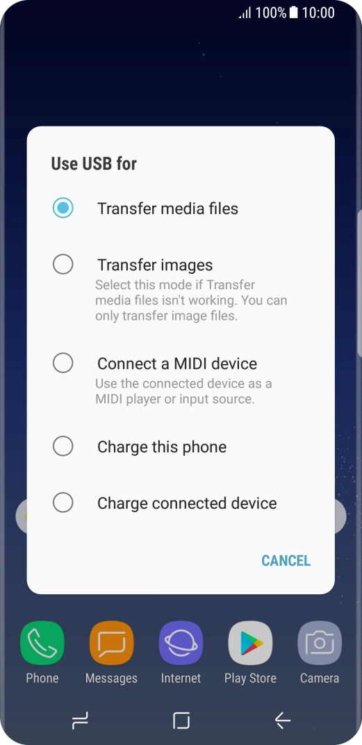 Press Transfer media files to turn on the function.