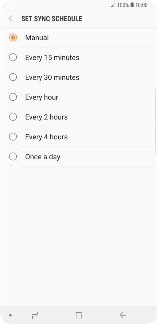 Press the required setting.