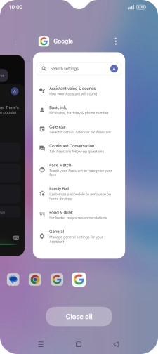To end one running application, slide your finger upwards on the required application.