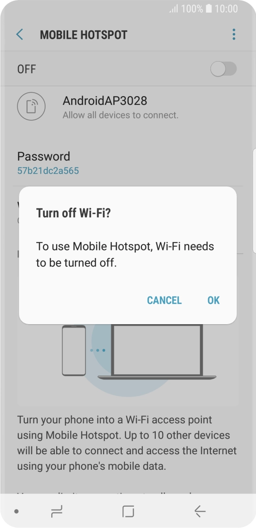 If Wi-Fi is turned on, press OK.