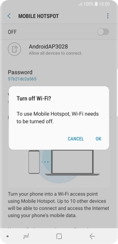 If Wi-Fi is turned on, press OK.