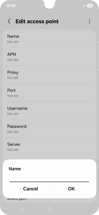 Key in EE Internet and press OK.