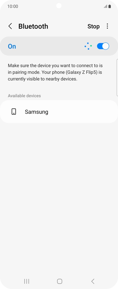 Press the required Bluetooth device and follow the instructions on the screen to pair the device with your phone.