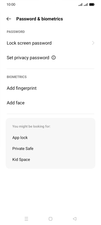 Press Lock screen password and key in the additional phone lock code you created earlier.