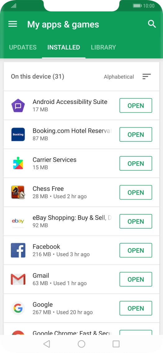 Press the required app.