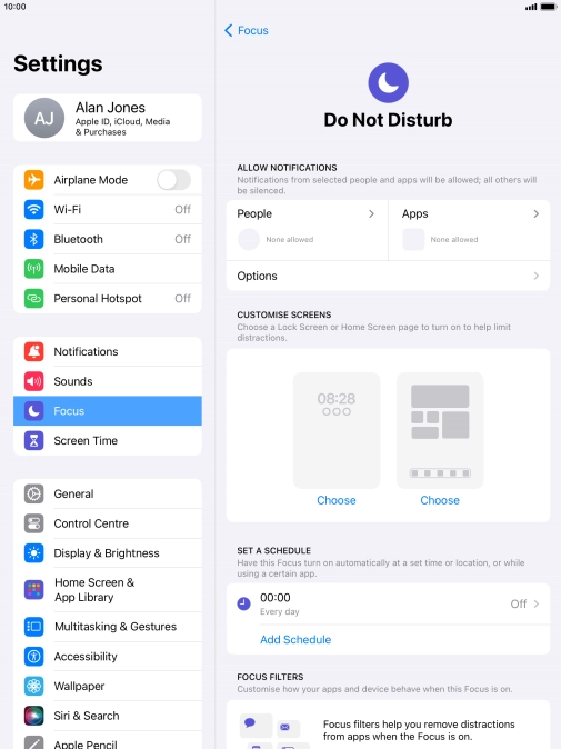 Press People and follow the instructions on the screen to select which contacts you would like to receive calls and notifications from when Do Not Disturb is turned on.