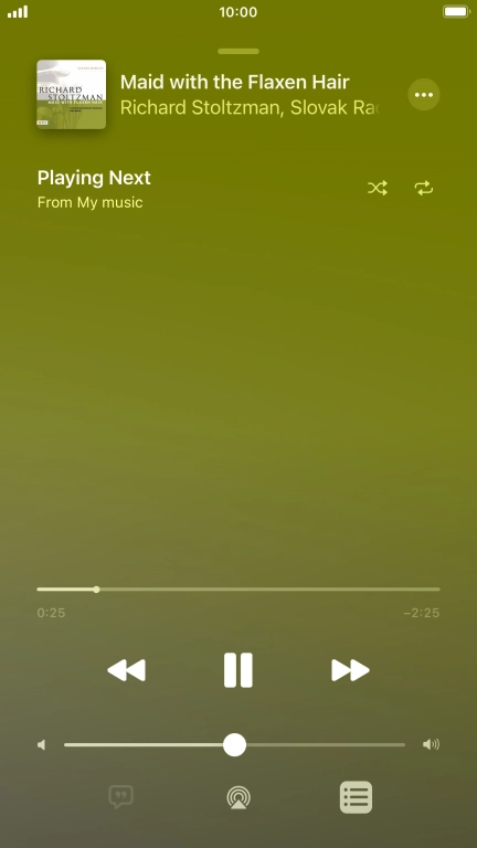 Press the shuffle icon to turn the function on or off.