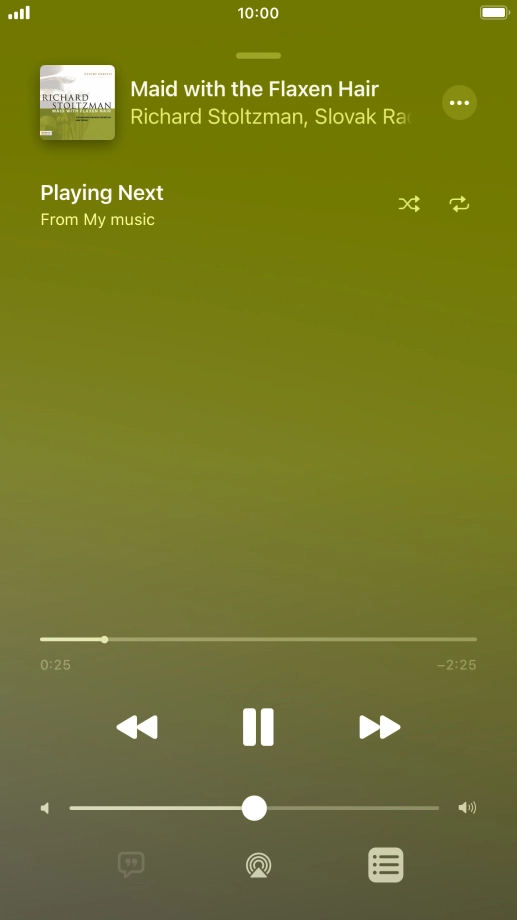 Press the shuffle icon to turn the function on or off.
