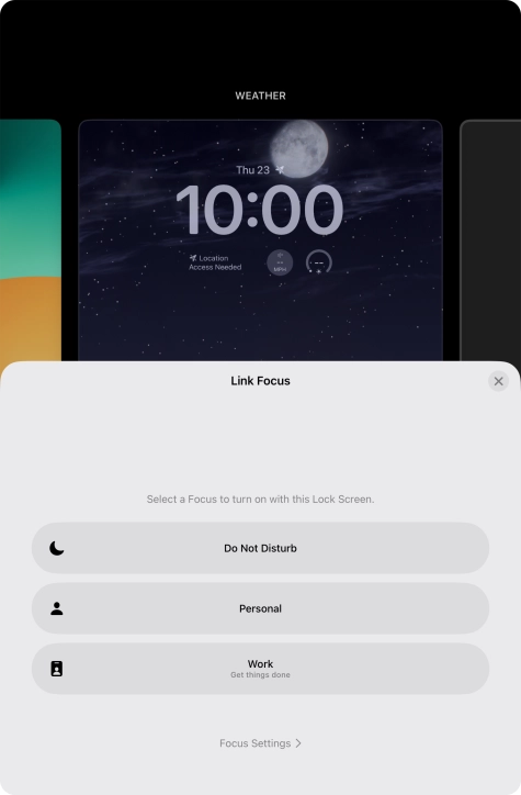 Press the required focus mode.