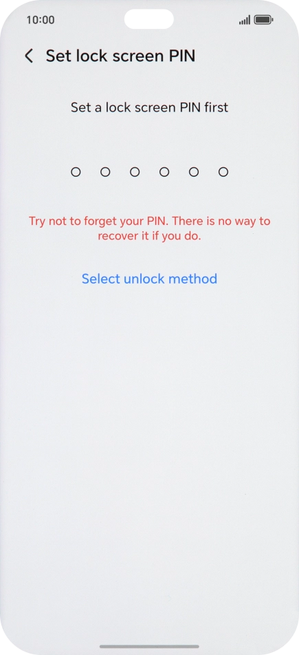 Press Select unlock method.