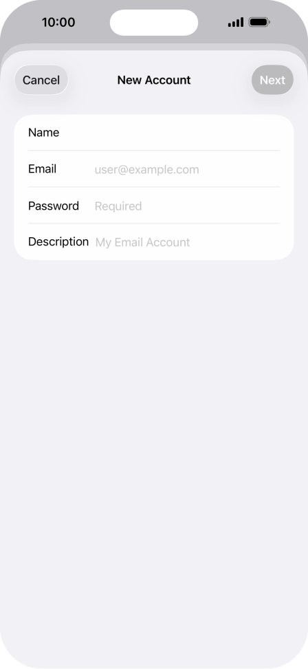 Press Password and key in the password for your email account.