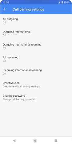 Press the required barring type.