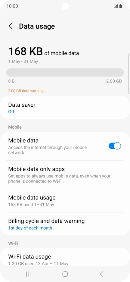 The total data usage is displayed.