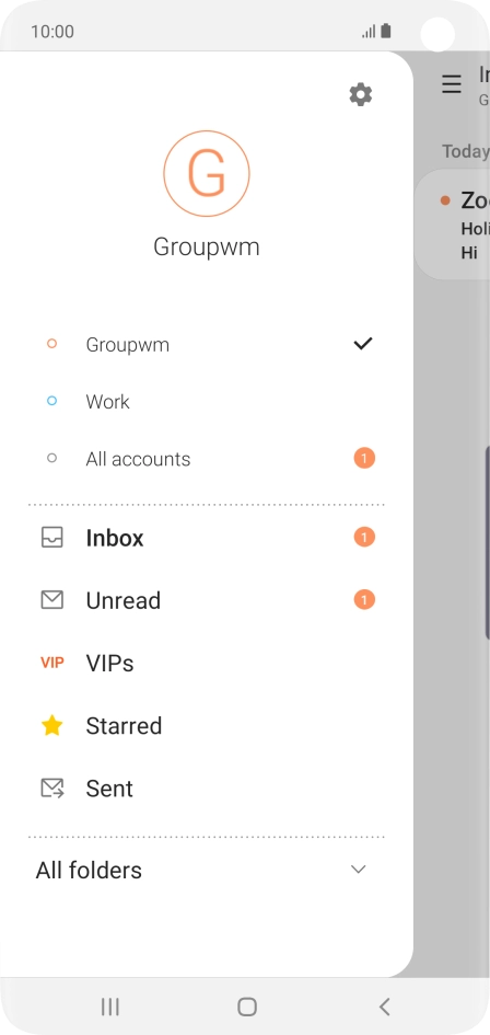 Press the required email account.