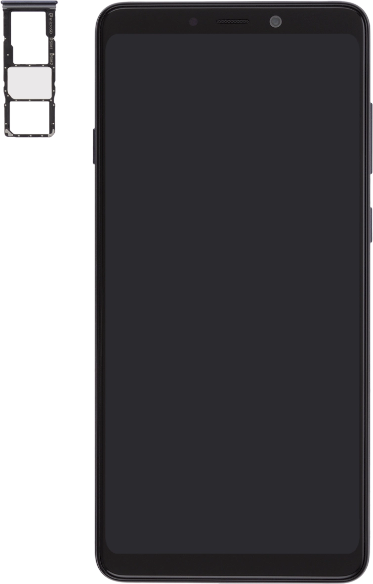 Turn your SIM so the angled corner of the SIM matches the angled corner of the second SIM holder and place your SIM in the SIM holder.
