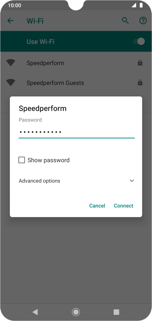 Key in the password for the Wi-Fi network and press Connect.