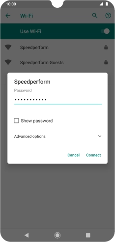 Key in the password for the Wi-Fi network and press Connect.