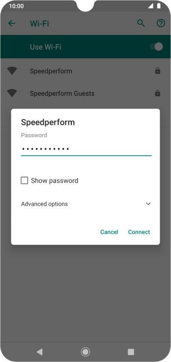 Key in the password for the Wi-Fi network and press Connect.