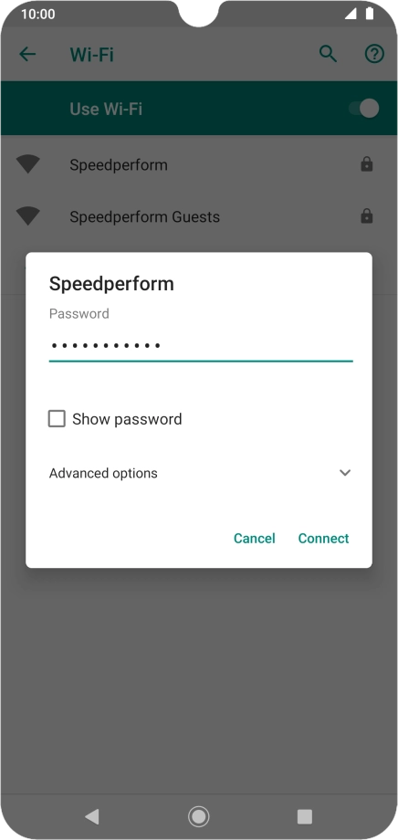 Key in the password for the Wi-Fi network and press Connect.