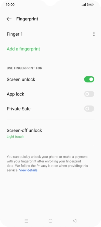 Press the indicators next to the required settings to turn them on or off.