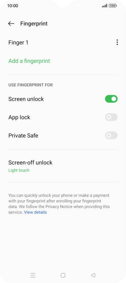 Press the indicators next to the required settings to turn them on or off.