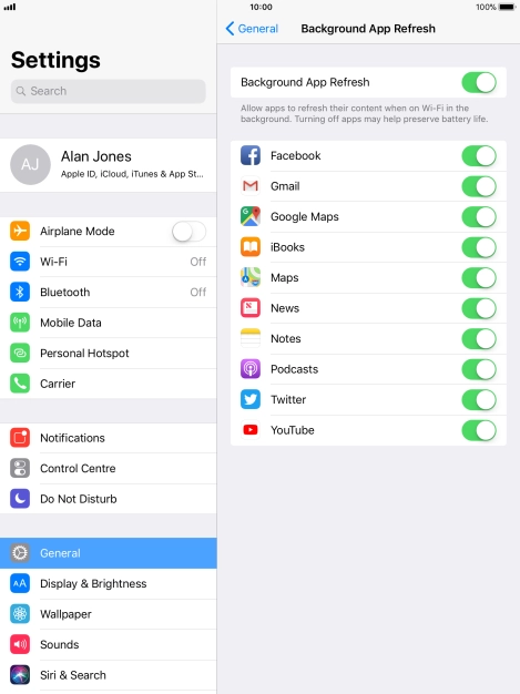 Press the indicator next to 