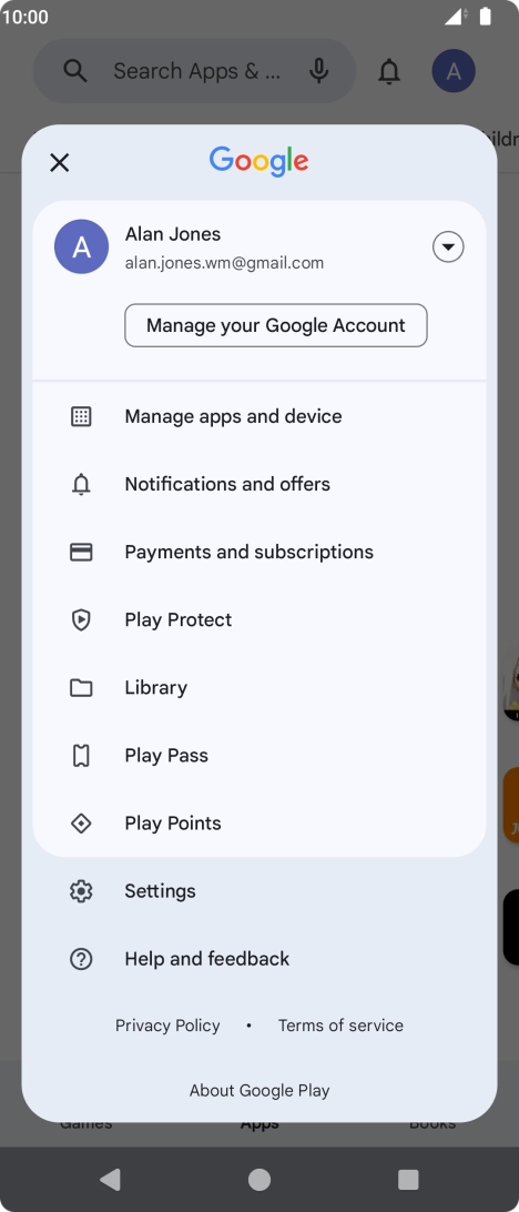 Press Manage apps and device.