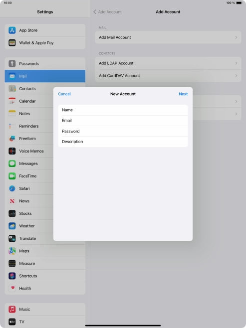 Press Description and key in the required name.