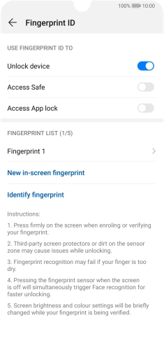 Press the indicators next to the required settings  to turn them on or off.