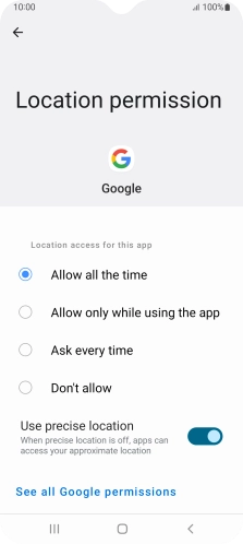 Press the required setting.