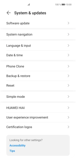 Press Software update. If a new software version is available, it's displayed. Follow the instructions on the screen to update the phone software.