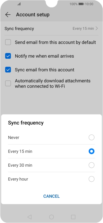 Press the required setting.