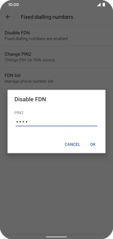 Key in your PIN2 and press OK. The default PIN2 is 0000.