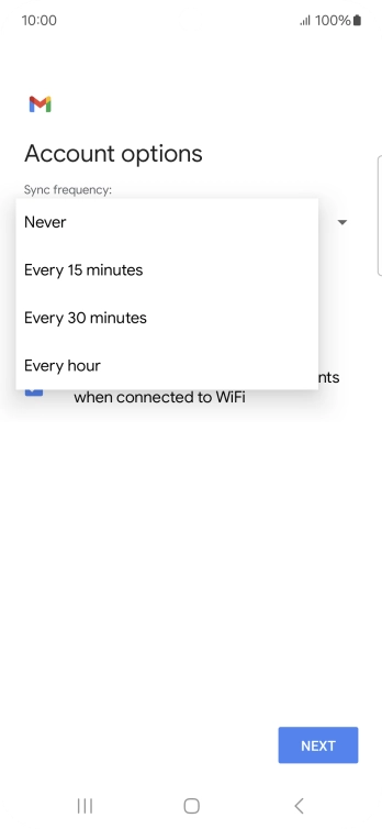 Press the required setting.