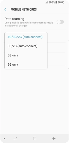 Press the required network mode.