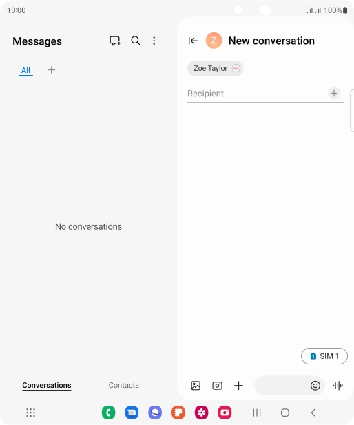 Press the SIM icon to select the required SIM.