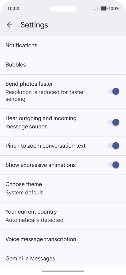 Press Gemini in Messages.