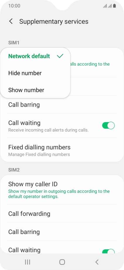 Press Show number to turn on caller identification.